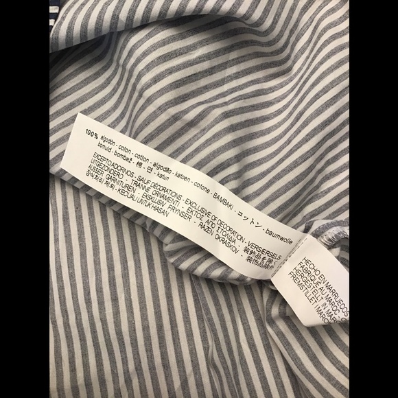 NWT Zara Poplin Stripe‎ Top with faux pearls Blue/White [ SZ Small ] #3595 - Picture 8 of 12